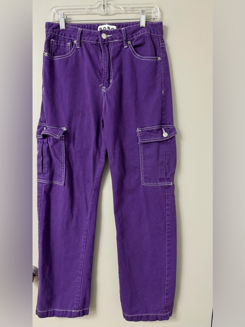 S.O.N.G Purple Cargo Jeans Y2K Wide Leg Size 9/29